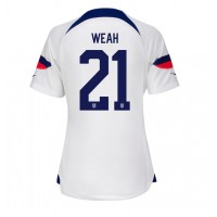 Förenta staterna Timothy Weah #21 Hemmatröja Kvinnor VM 2022 Korta ärmar